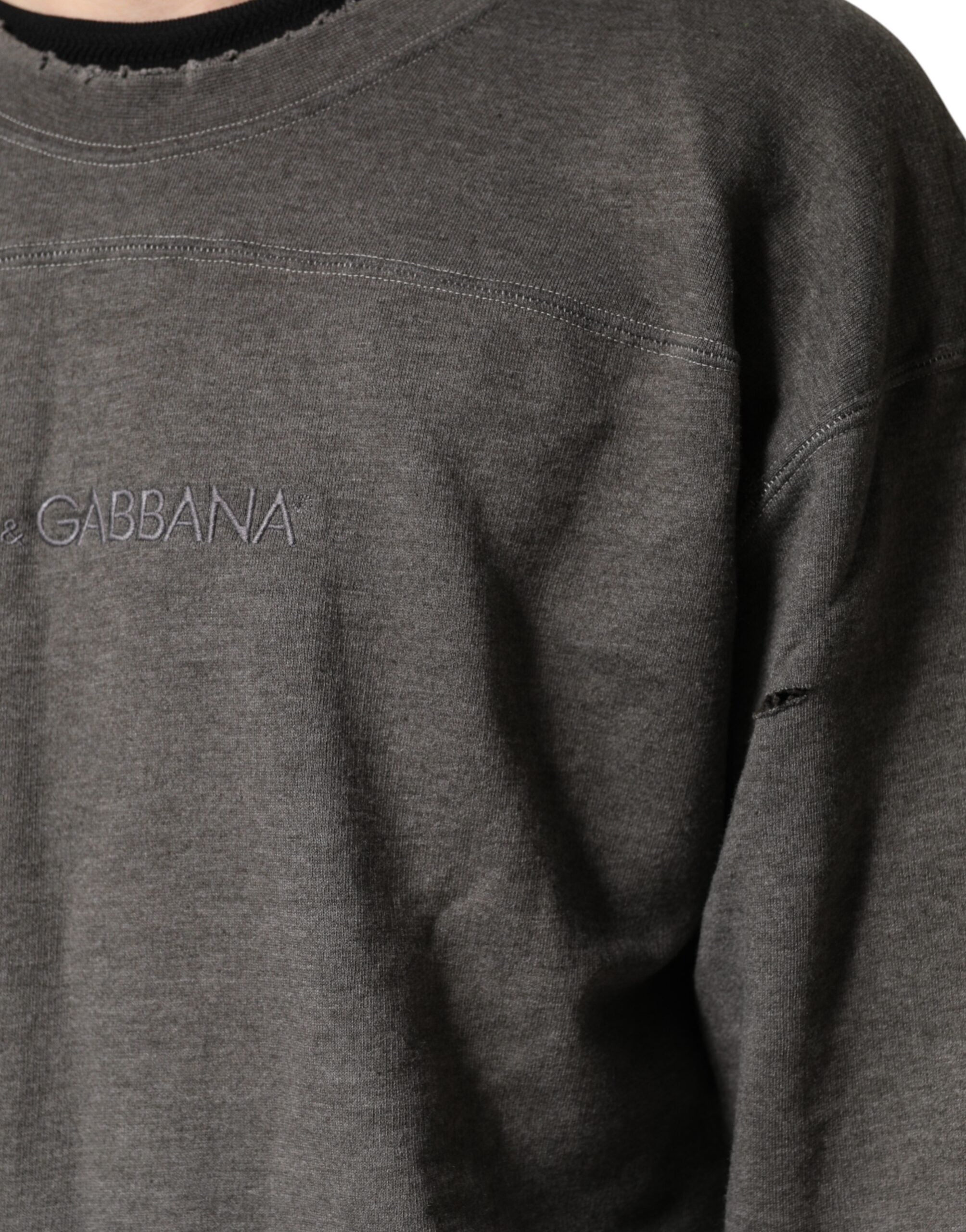 Gray Cotton Crew Neck Men Sweatshirt Sweater