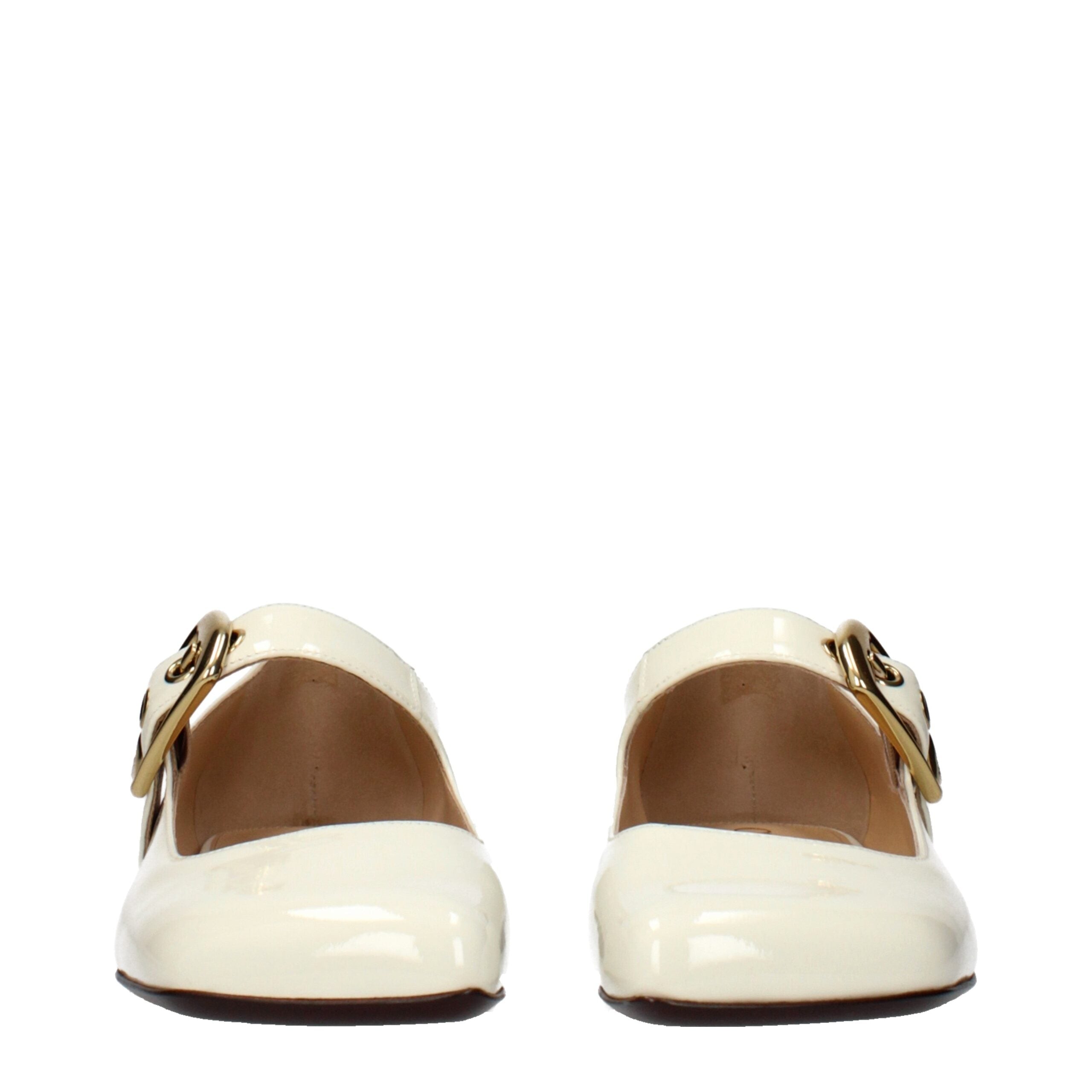 Beige Leather Ballet Flats